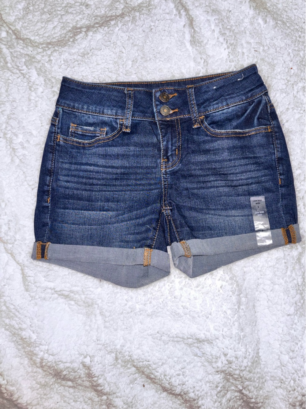 SO Dark Blue Denim Rolled Cuff Women's Shorts
